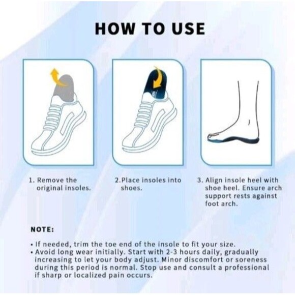 FEELLIFE Plantar Fasciitis Insoles High Arch Support Orthotics  M5-5.5 / W 7-7.5 - Picture 6 of 10